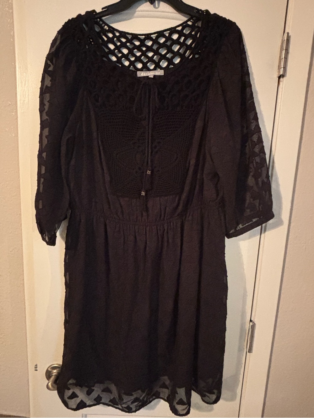 Daniel Rainn for Anthropologie sheer patterned dress with crochet detail